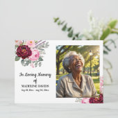 Invitation Celebration Of Life Peonies Photo Funeral (Debout devant)