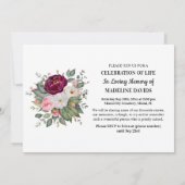 Invitation Celebration Of Life Peonies Photo Funeral (Dos)
