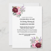Invitation Celebration Of Life Peonies Photo Funeral (Dos)