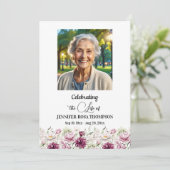 Invitation Celebration Of Life Peonies Photo Funeral  (Debout devant)