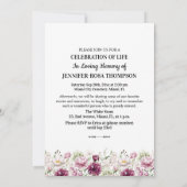 Invitation Celebration Of Life Peonies Photo Funeral  (Dos)