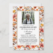Invitation Celebration Of Life Photo Funeral Colorful Floral (Devant)