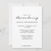 Invitation Celebration of Life Photo Modern Memorial  (Dos)