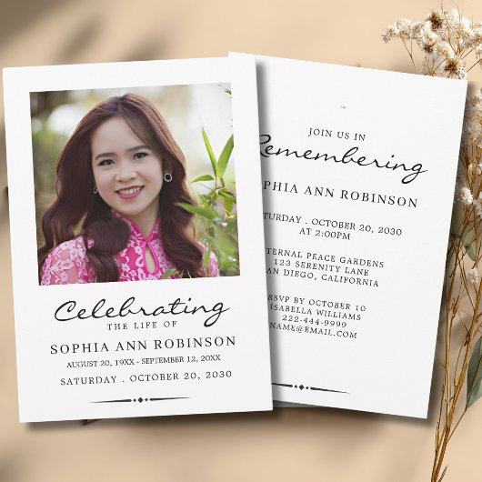 Invitation Celebration of Life Photo Modern Memorial 