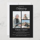Invitation Celebration of Life Photos, Memorial Black White (Devant)