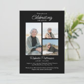Invitation Celebration of Life Photos, Memorial Black White (Debout devant)