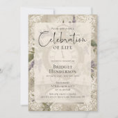 Invitation Celebration of Life Purple Butterfly Peony Funeral (Devant)