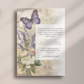 Invitation Celebration of Life Purple Butterfly Peony Funeral