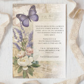 Invitation Celebration of Life Purple Butterfly Peony Funeral