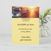 Invitation Celebration of Life  Semi-Truck Tractor-trailer  (Debout devant)