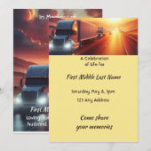 Invitation Celebration of Life  Semi-Truck Tractor-trailer  (Devant / Derrière)