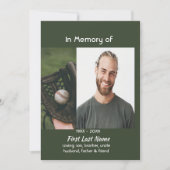Invitation Celebration of Life Service Baseball Game Player  (Devant)