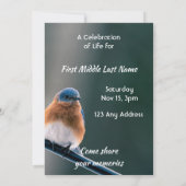 Invitation Celebration of Life Service Bluebird Garden Bird (Dos)