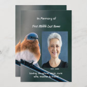 Invitation Celebration of Life Service Bluebird Garden Bird  (Devant / Derrière)