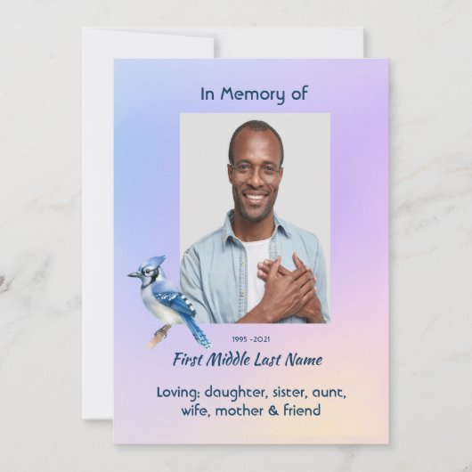 Invitation Celebration of Life Service Bluejay (Devant)