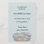 Invitation Celebration of Life Service Classic Vintage Car  (Dos)