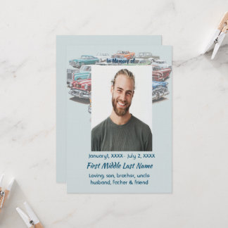 Invitation Celebration of Life Service Classic Vintage Car 