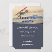 Invitation Celebration of Life Service Clouds Biplane Sky (Dos)