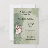 Invitation Celebration of Life Service  Cute Owl Bird (Dos)