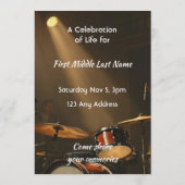 Invitation Celebration of Life Service Drummer Drums Band (Dos)