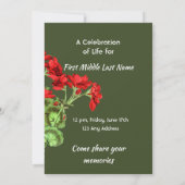 Invitation Celebration of Life Service Geranium Flower (Dos)