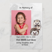 Invitation Celebration of Life Service Hedgehog Children (Devant)