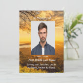 Invitation Celebration of Life Service Invite Golden Sunrise  (Debout devant)