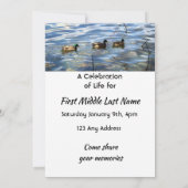 Invitation Celebration of Life Service, Lake Ducks Birds (Dos)