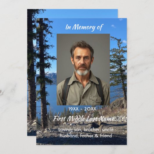 Invitation Celebration of Life Service Lake Forest Trees (Devant / Derrière)