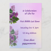 Invitation Celebration of Life Service  Lilac Garden Flower  (Dos)