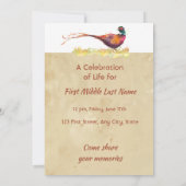 Invitation Celebration of Life Service Pheasant Bird Art (Dos)