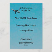 Invitation Celebration of Life Service Pilot Airplane Flying (Dos)