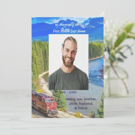 Invitation Celebration of Life Service Train Rail Railway (Debout devant)