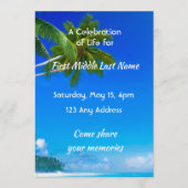 Invitation Celebration of Life Service Tropical Beach Exotic (Devant)