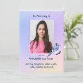 Invitation Celebration of Life Service Watercolor Bluejay (Debout devant)