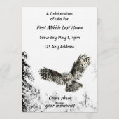 Invitation Celebration of Life Service Watercolor Owl Bird (Dos)