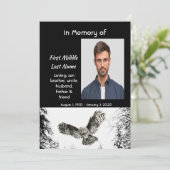 Invitation Celebration of Life Service Watercolor Owl Bird (Debout devant)