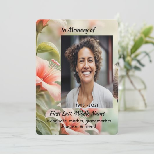 Invitation Celebration of Life Tropical Flower Hummingbird (Debout devant)