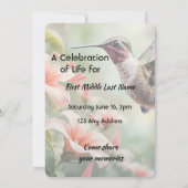 Invitation Celebration of Life Tropical Flower Hummingbird (Dos)