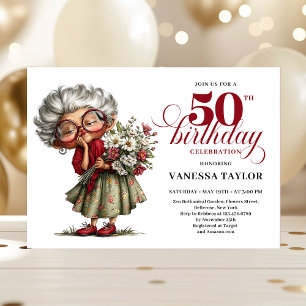 Invitation Célébration originale des cinquante ans d'une dame