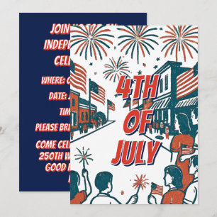 Invitation Célébration personnalisée du 4 juillet pour la fêt