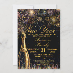 Invitation Célébration pétillante de Nouvel An