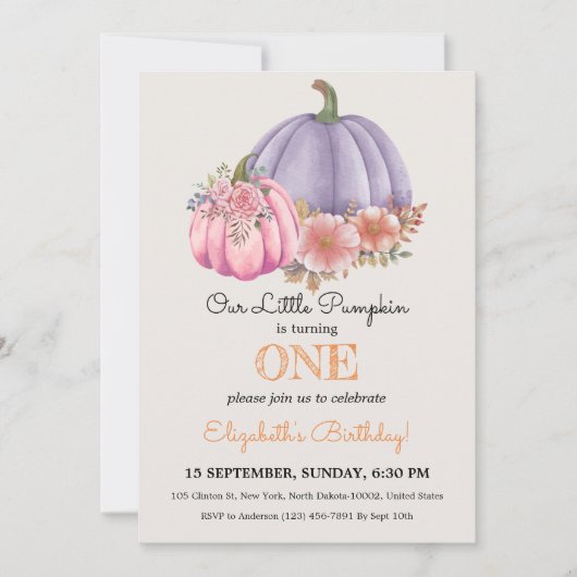 Invitation Célébration Pour Les Enfants Mets Citrouille (Devant)