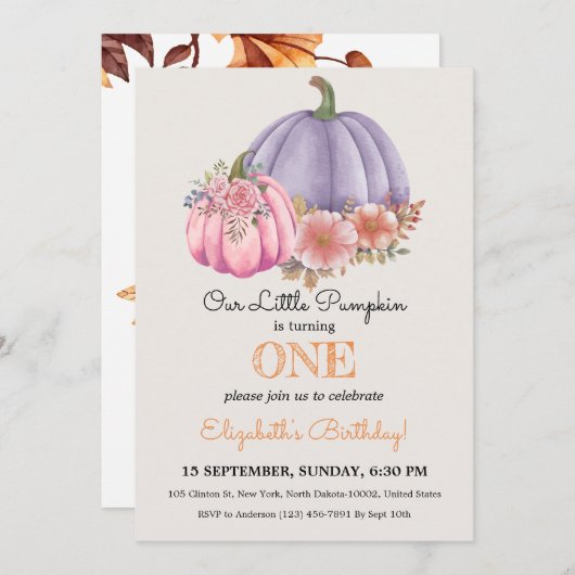 Invitation Célébration Pour Les Enfants Mets Citrouille (Devant / Derrière)