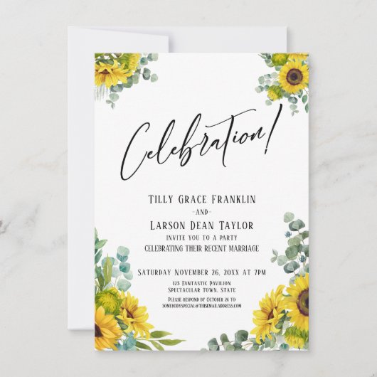 Invitation Célébration ! Réception de fête Eucalyptus Tournes (Devant)