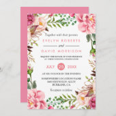 Invitation Célébration romantique du Mariage botanique rose (Devant / Derrière)