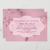 Invitation Célébration rose de roses de la vie (Devant / Derrière)