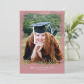 Invitation Célébration rose poussiéreuse d'obtention du (Debout devant)