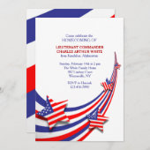 Invitation Célébration rouge, blanche et bleue (Devant / Derrière)