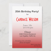 Invitation Célébration rouge du parti pour n'importe quel but (Dos)